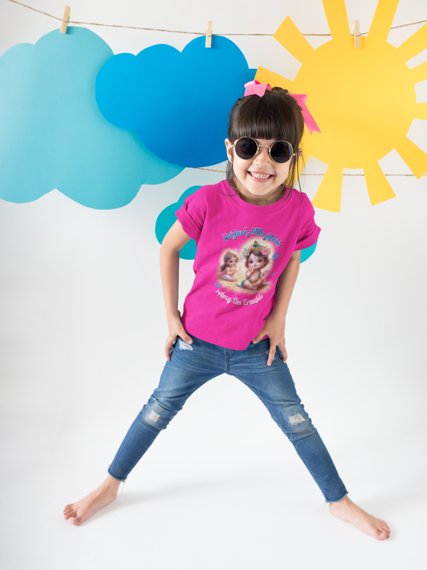 Krishna's Little Sidekick Janmashtami Girls T Shirts