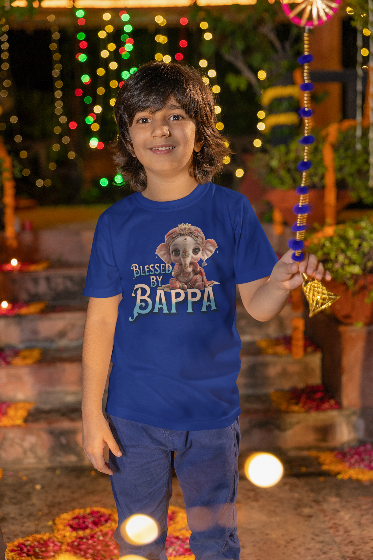 Blessed By Bappa Ganesh Chaturthi Boy's T Shirts