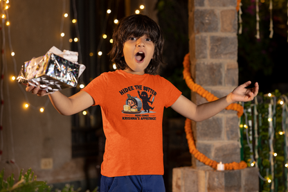 Hidee The Butter Janmashtami Boy's T Shirts Orange