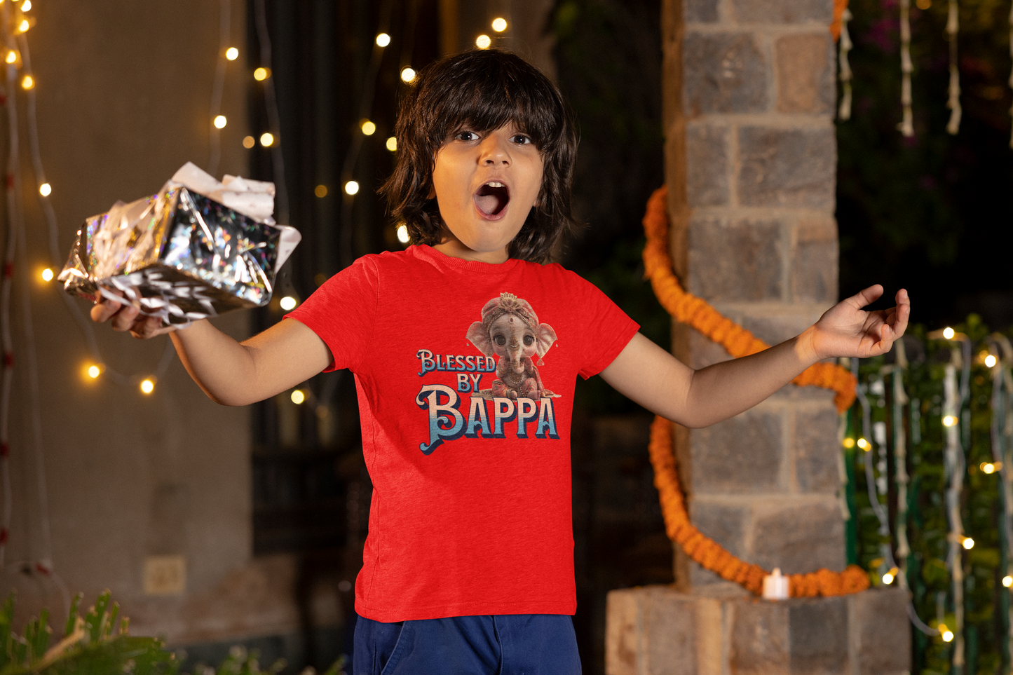 Blessed By Bappa Ganesh Chaturthi Boy's T Shirts