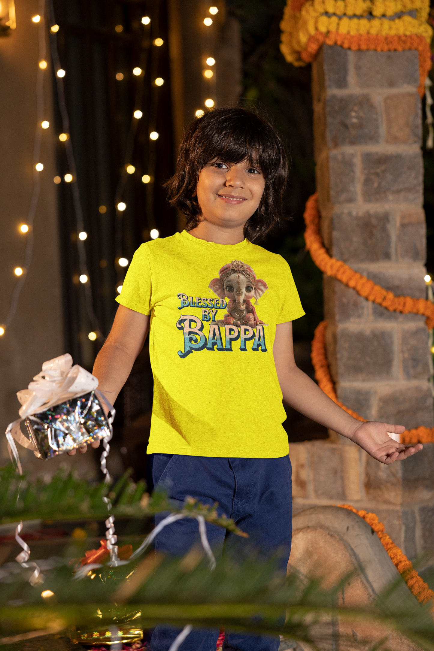 Blessed By Bappa Ganesh Chaturthi Boy's T Shirts