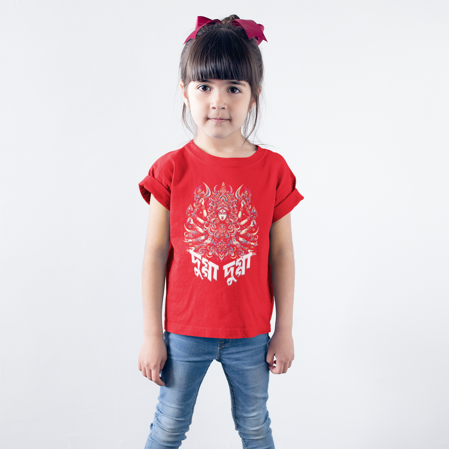 Durga Puja Bengali T Shirt For Girls