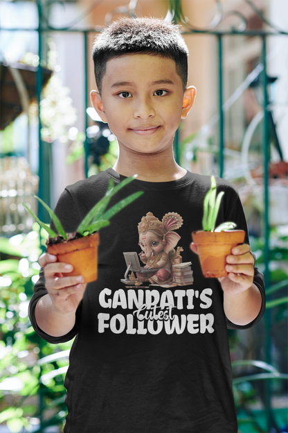 Ganpati's Cutest Follower Ganesh Chaturthi Boy's T Shirts