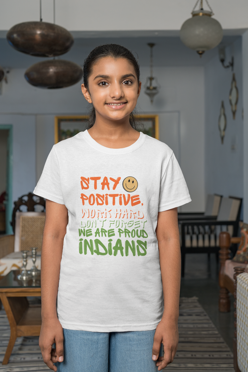 Proud Indians Tri Colour Independence Day Girls T Shirts