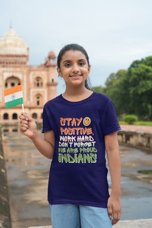 Proud Indians Tri Colour Independence Day Girls T Shirts