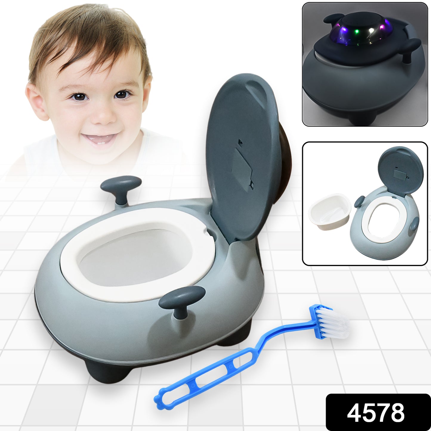 4578 Baby Portable Lighting Music Toilet Baby Potty Training Seat Baby Potty Chair For Toddler Boys Girls Potty Seat For 1+ Year Child