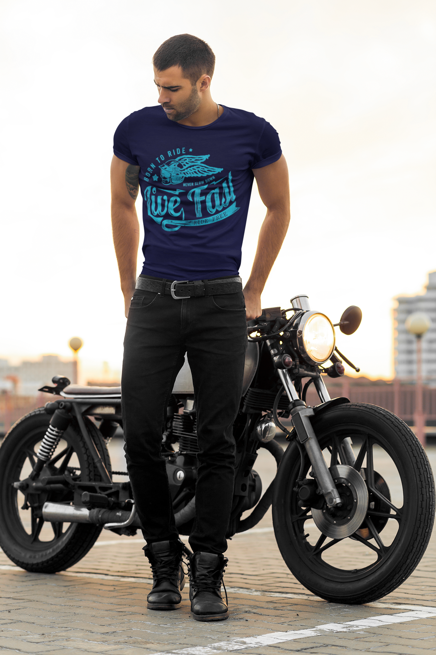 Live Fast Men's T Shirts Navy Blue