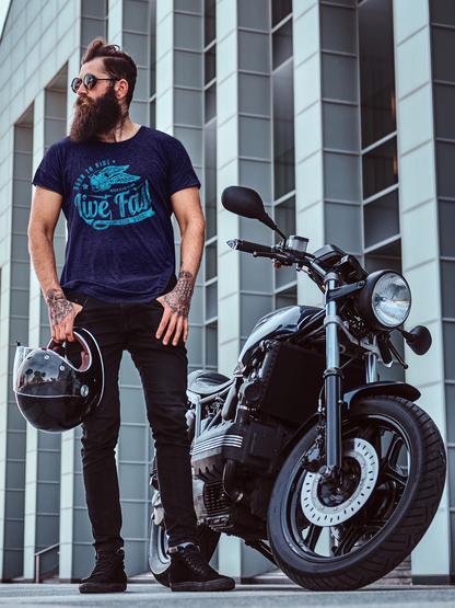 Live Fast Men's T Shirts Navy Blue