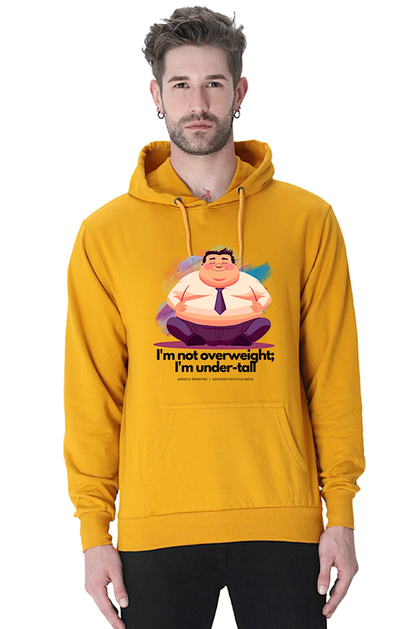 Hoodie Sweatshirt - I am not overweight Mustard Yellow