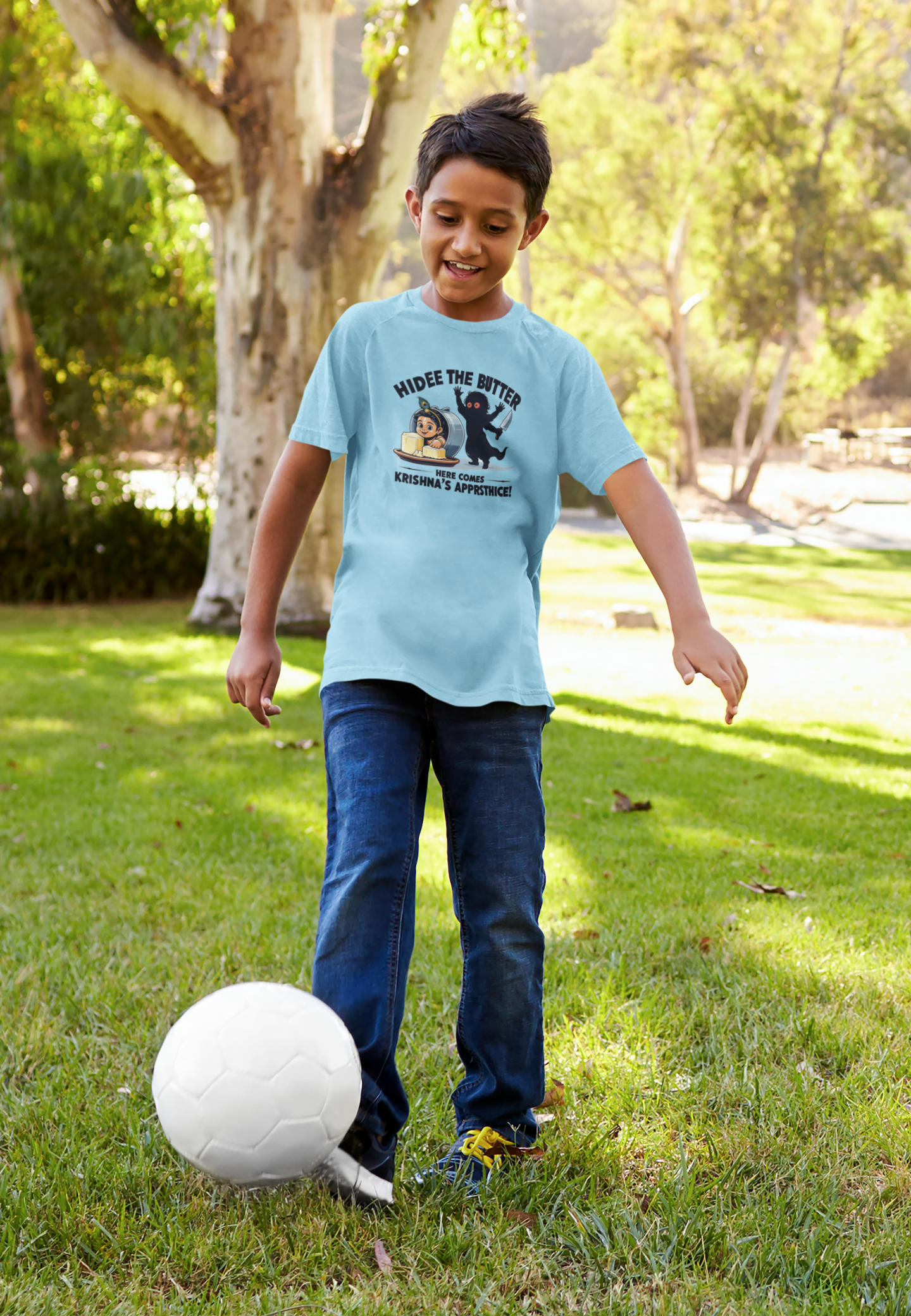 Hidee The Butter Janmashtami Boy's T Shirts SkyBlue