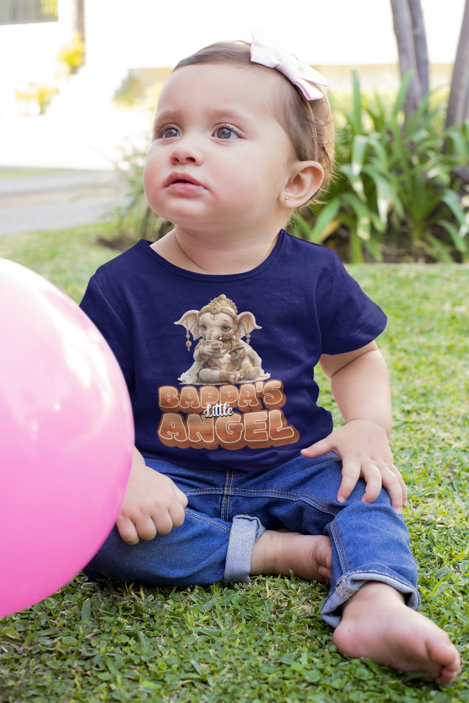 Bappa's Little Angel 2 Ganesh Chaturthi Girl's T Shirts