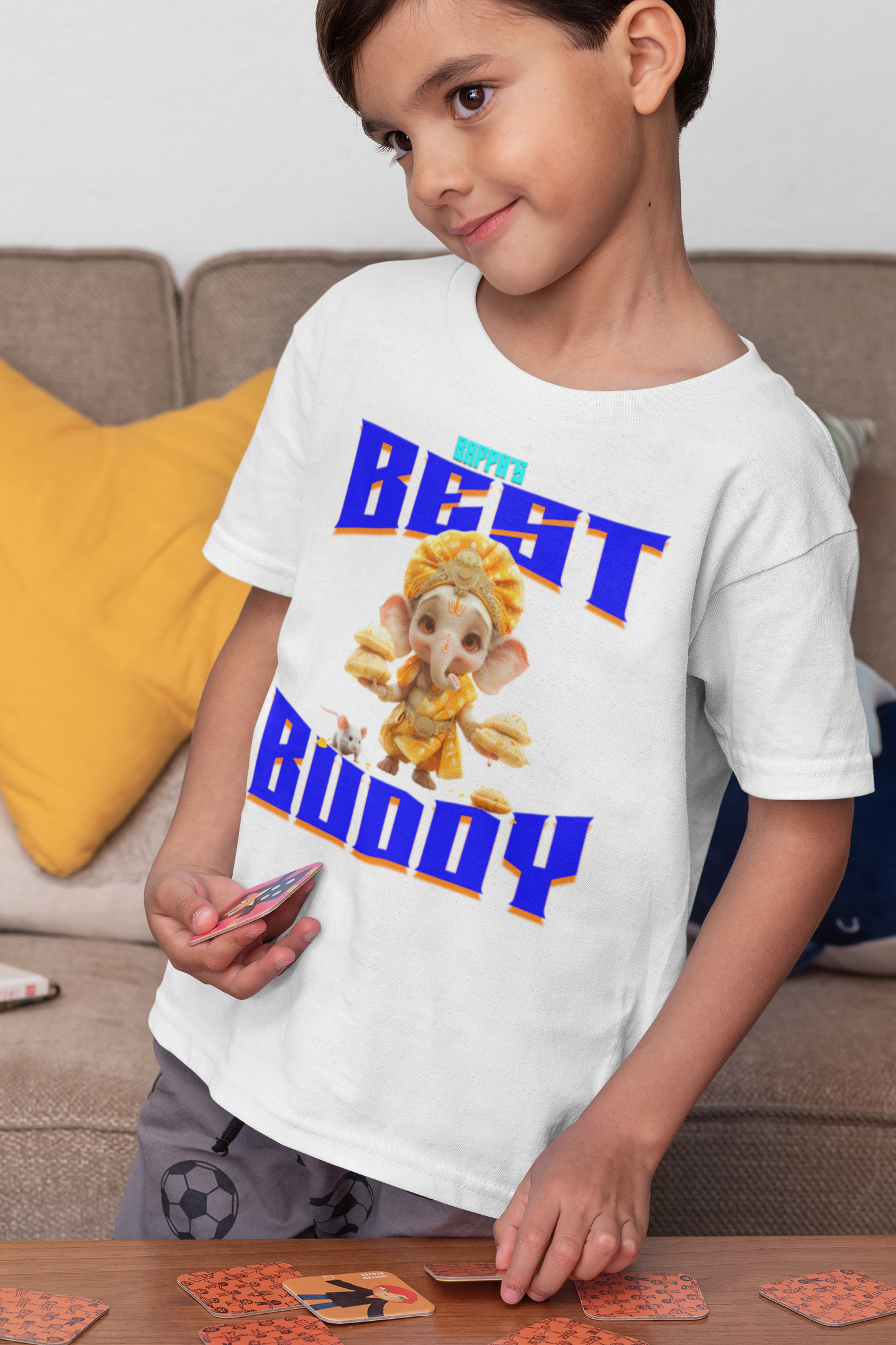 Bappa's Best Buddy Ganesh Chaturthi Boy's T Shirts