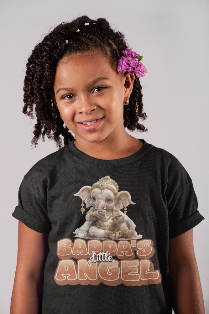 Bappa's Little Angel 2 Ganesh Chaturthi Girl's T Shirts