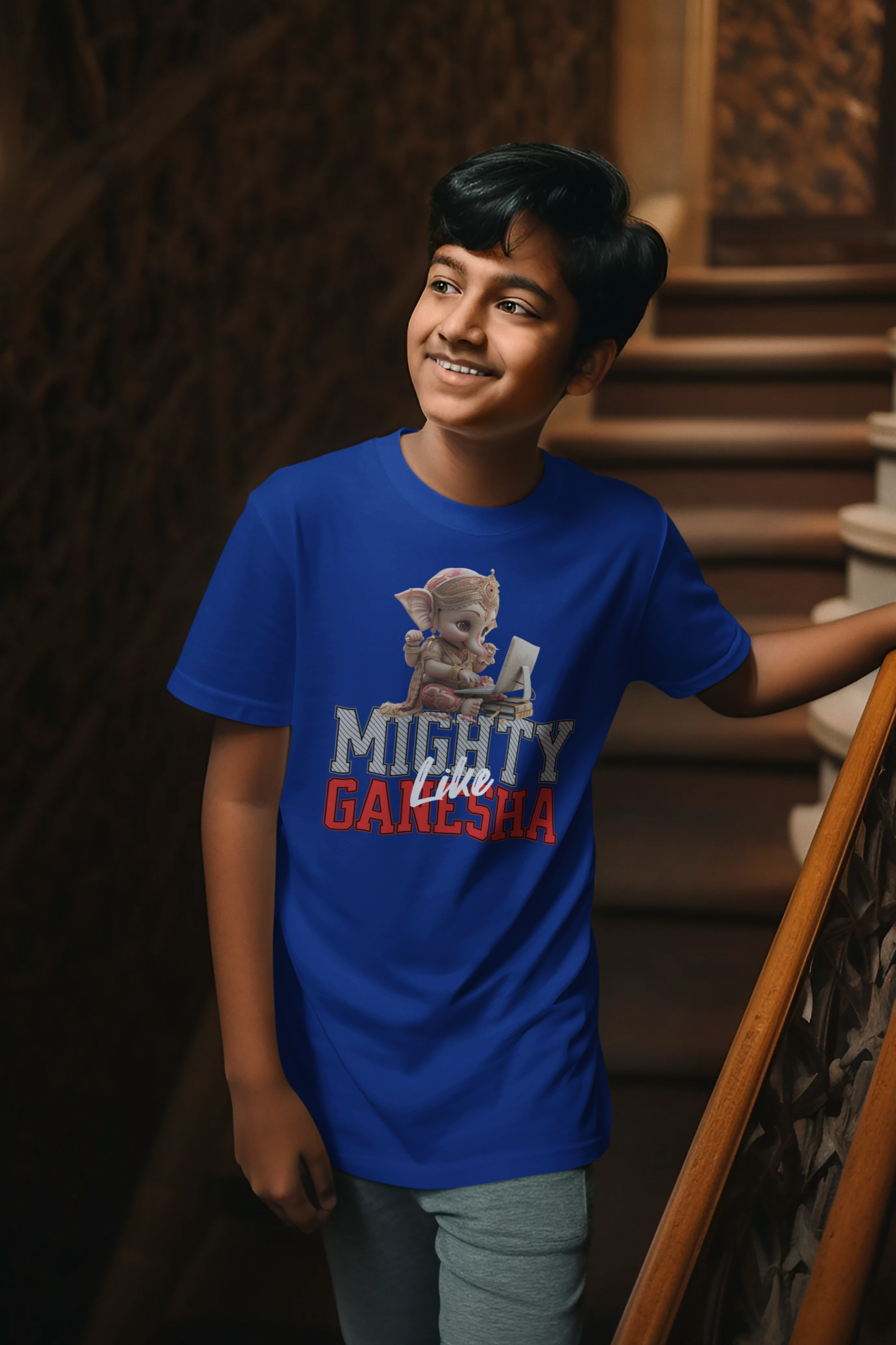 Mighty Like Ganesha Ganesh Chaturthi Boy's T Shirts