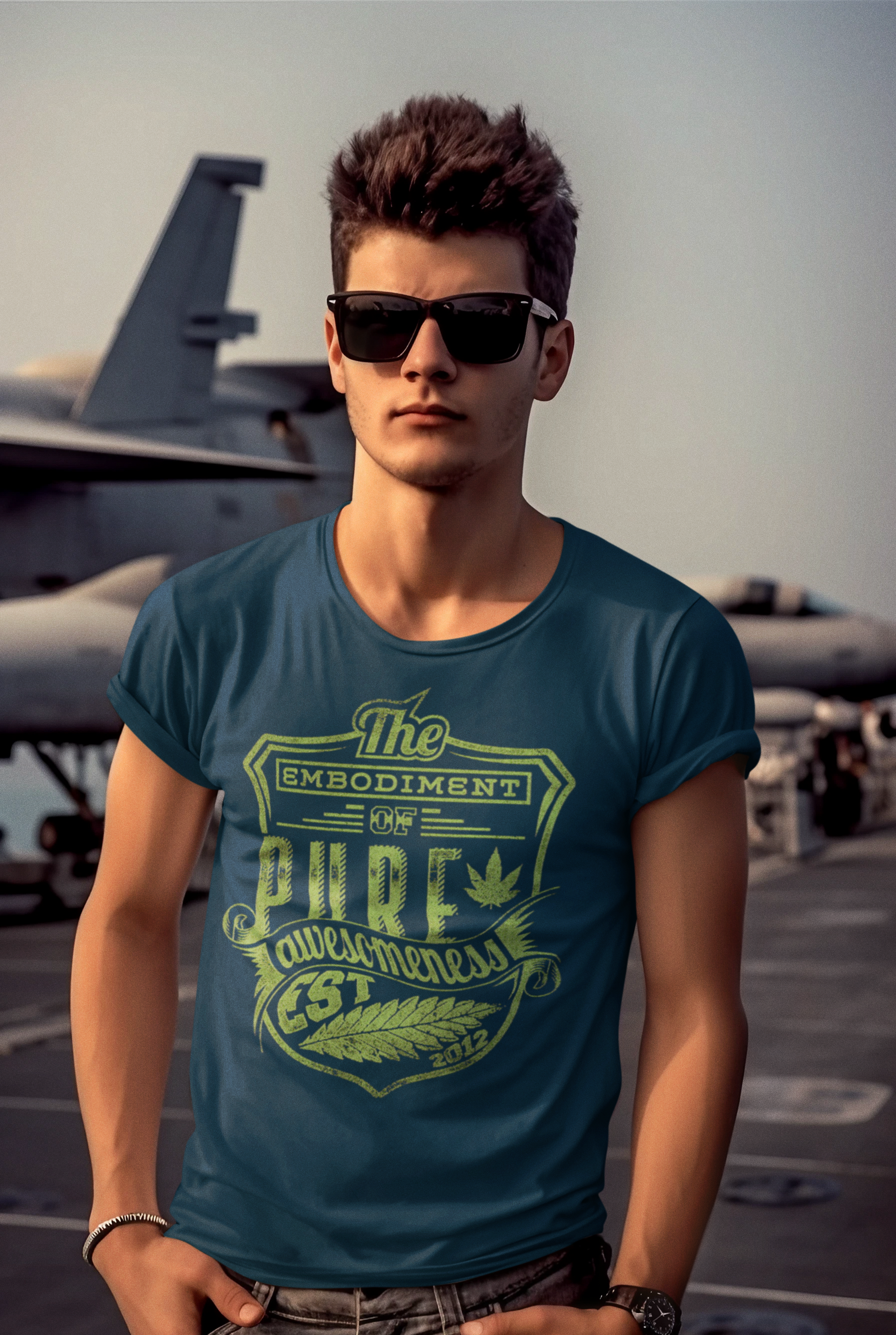 Pure Awesomeness Men's T Shirts Petrol Blue