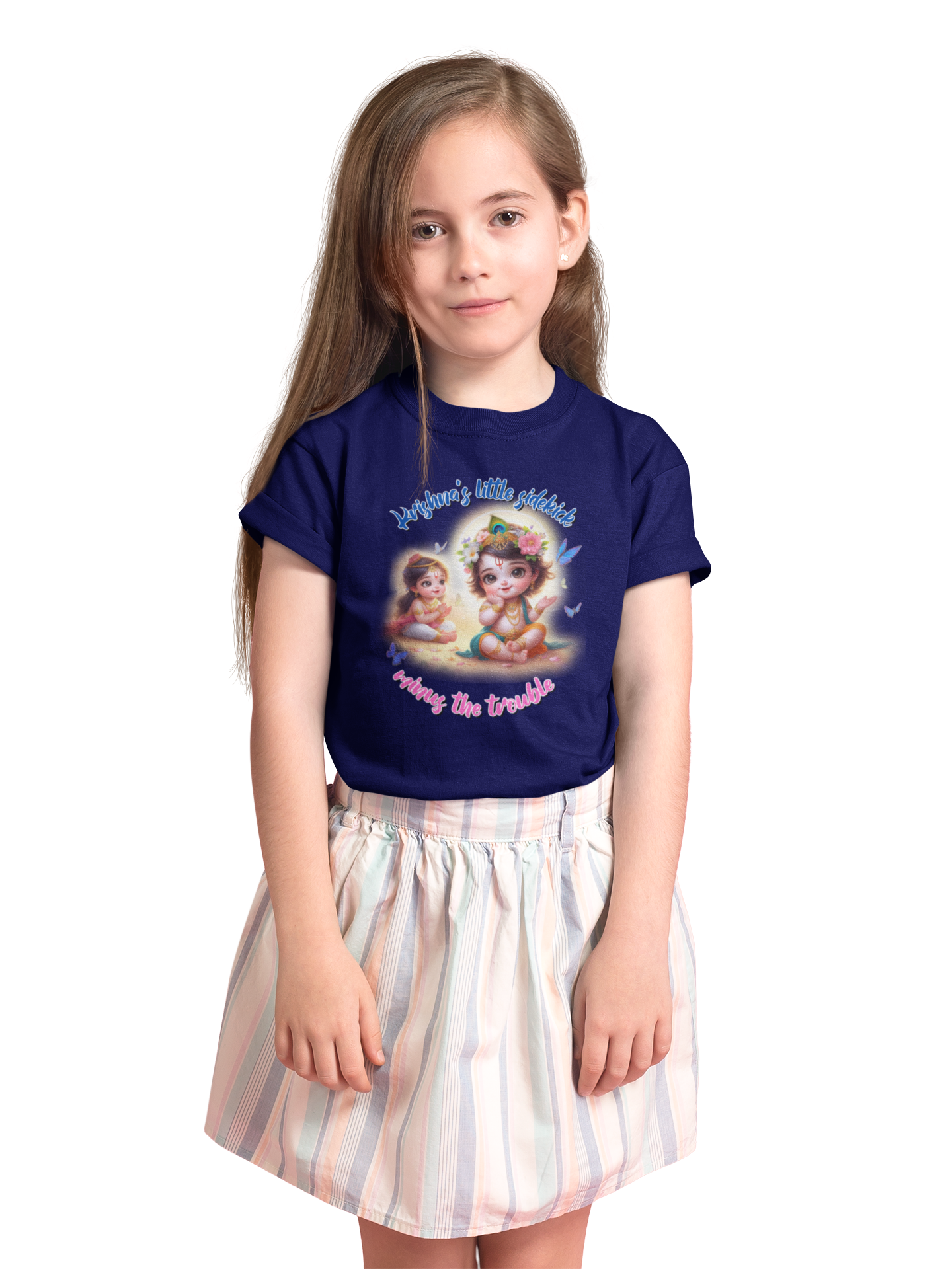 Krishna's Little Sidekick Janmashtami Girls T Shirts