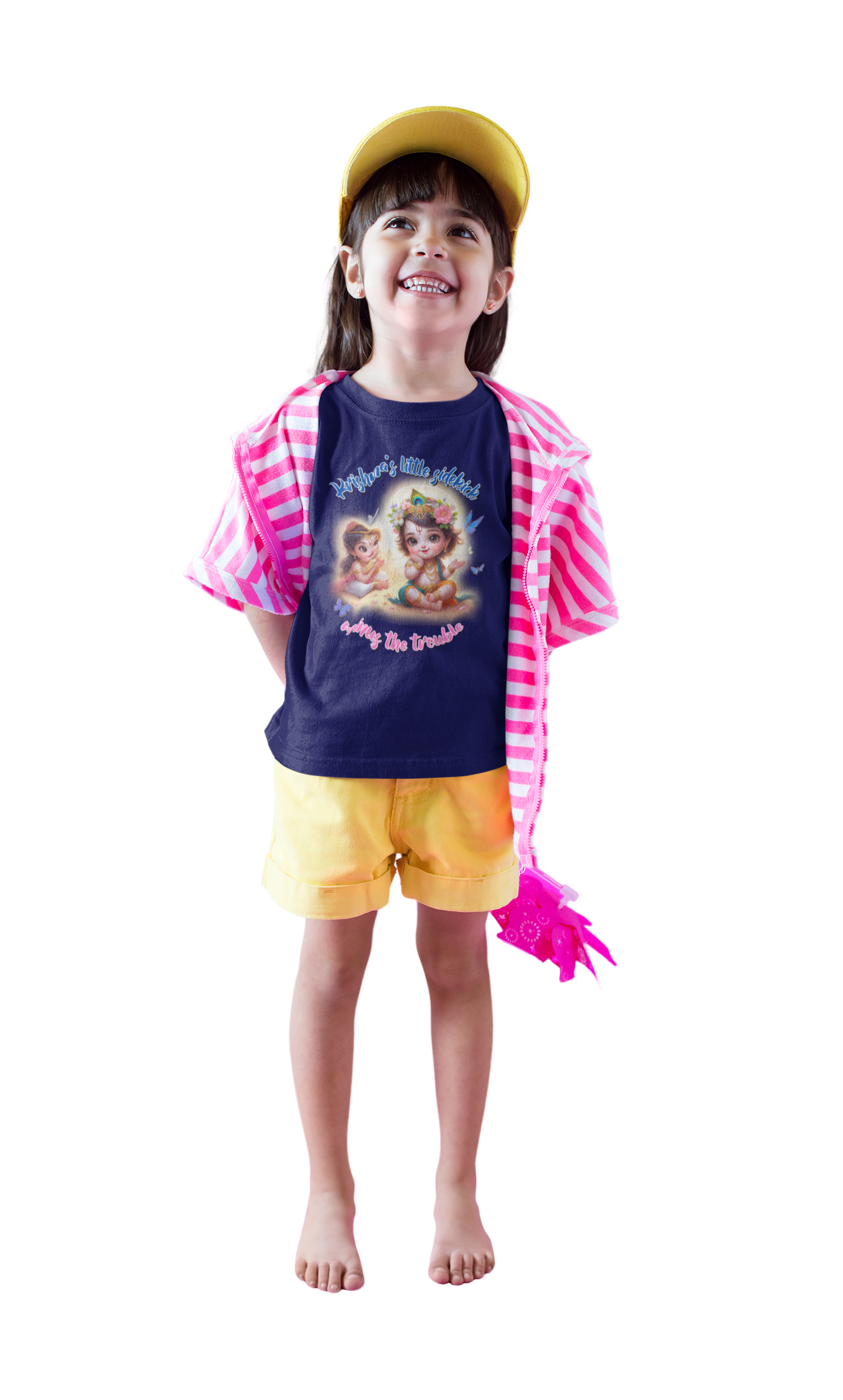 Krishna's Little Sidekick Janmashtami Girls T Shirts