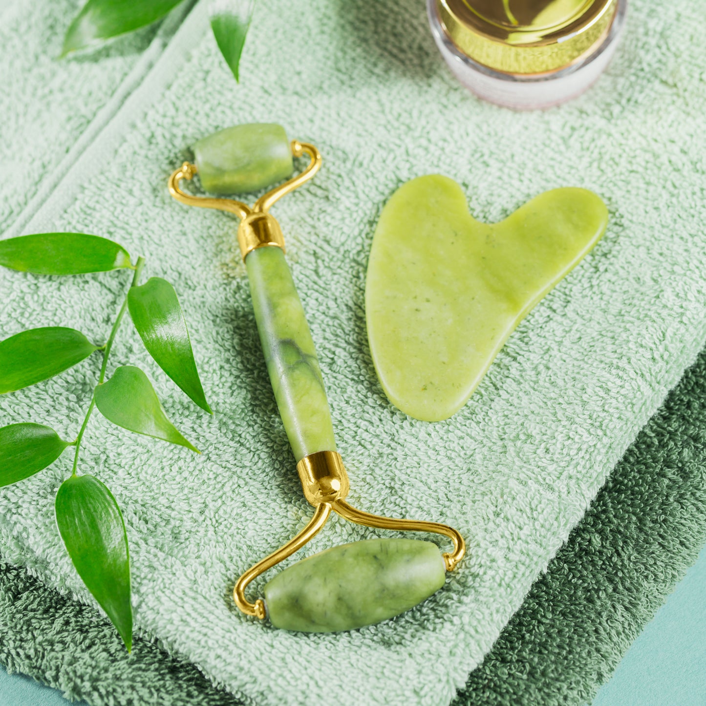 0318 Gua Sha Stone And Anti Aging Jade Roller Massager For Face Massage Natural Face Skincare Massager Face Roller Massager For Women Face Shaper Jade Roller And Gua Sha Set For Glowing Skin