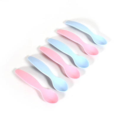 Kids Cute Food Grade Foods Feeding Training Silicone Baby Spoon (Set Of 6 Pcs)