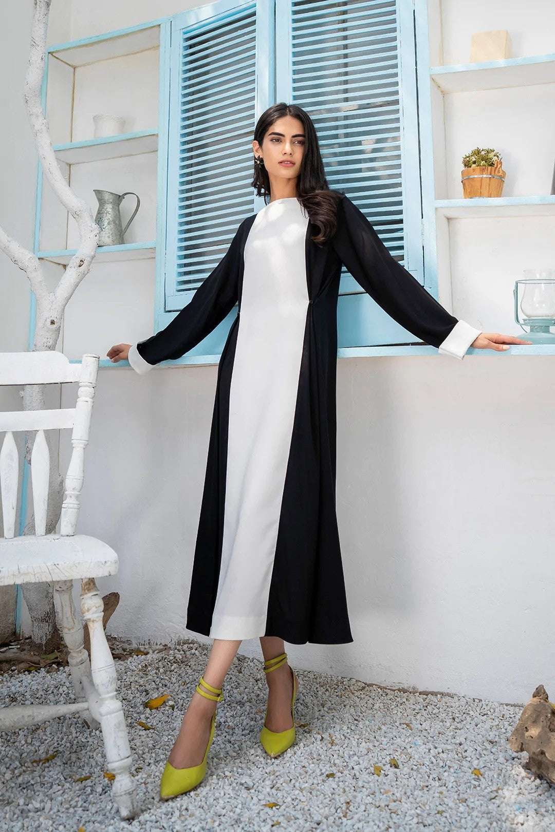 Viscose Rayon Black and Whait Colour Designer Dress