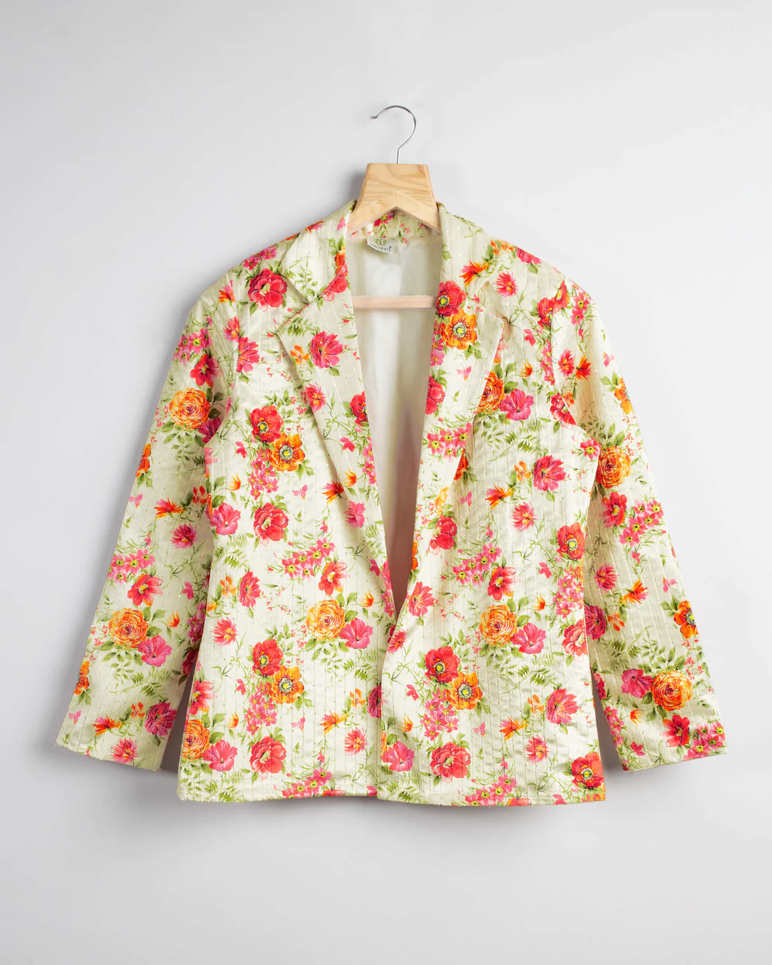 Cream & Pink Colour Floral Printed Jacket For Women's