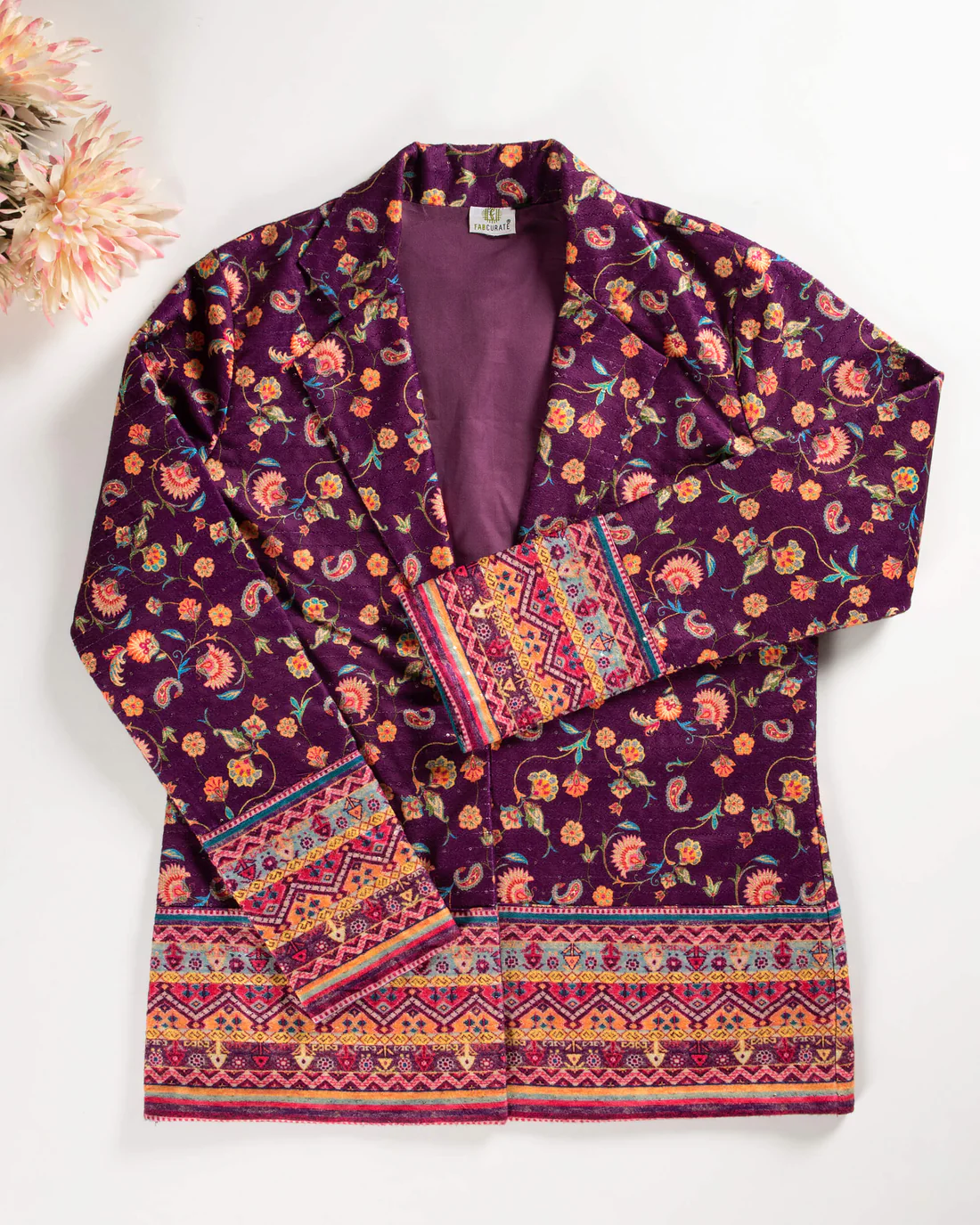 Purple Colour Kalamkari Printed Jacket For Women's