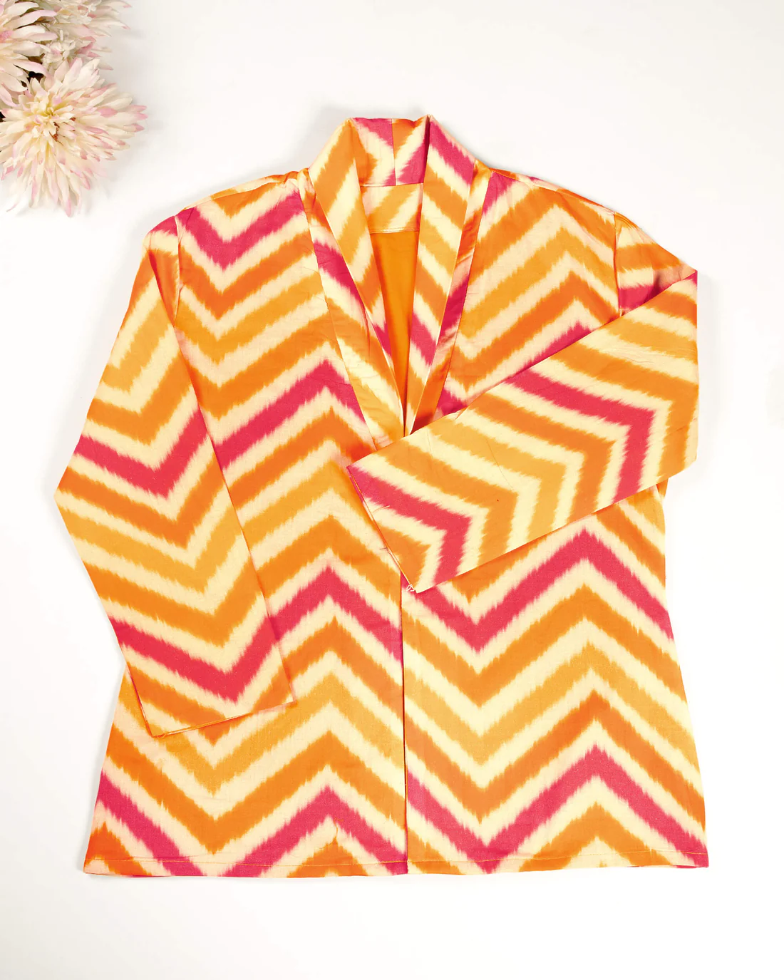 Pink & Orange Colour Printed Jacket For Women's