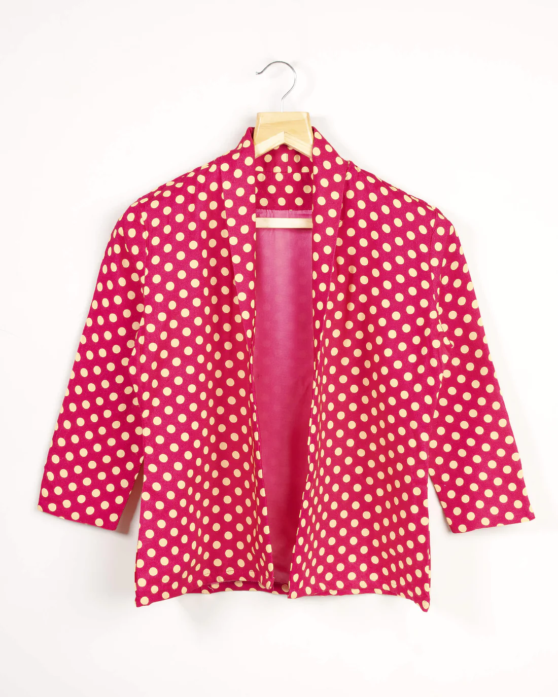 Pink Colour Polka Dots Printed Jacket For Women's