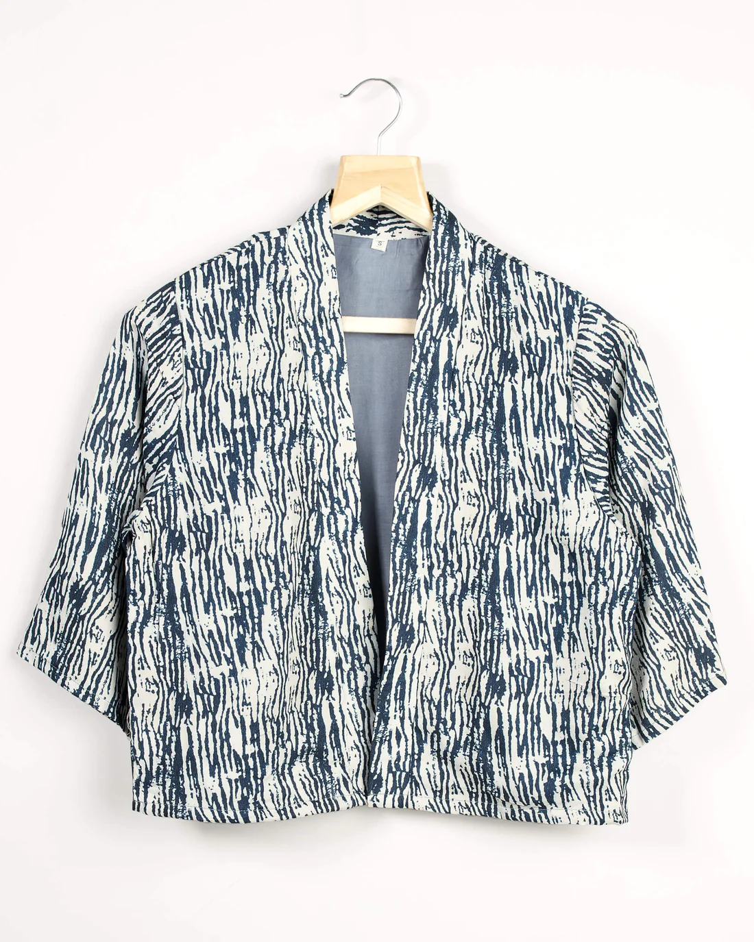 White & Blue Colour Printed Jacket For Women's