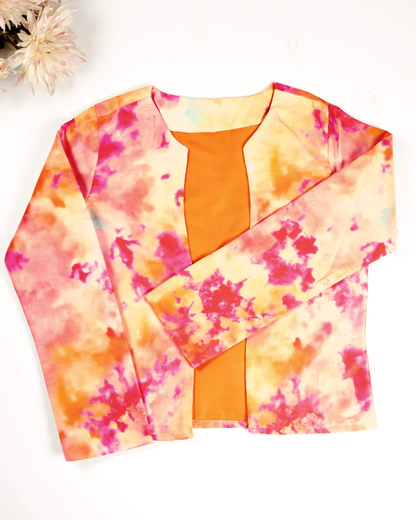 Pink Tie & Dye Printed Jacket For Women's