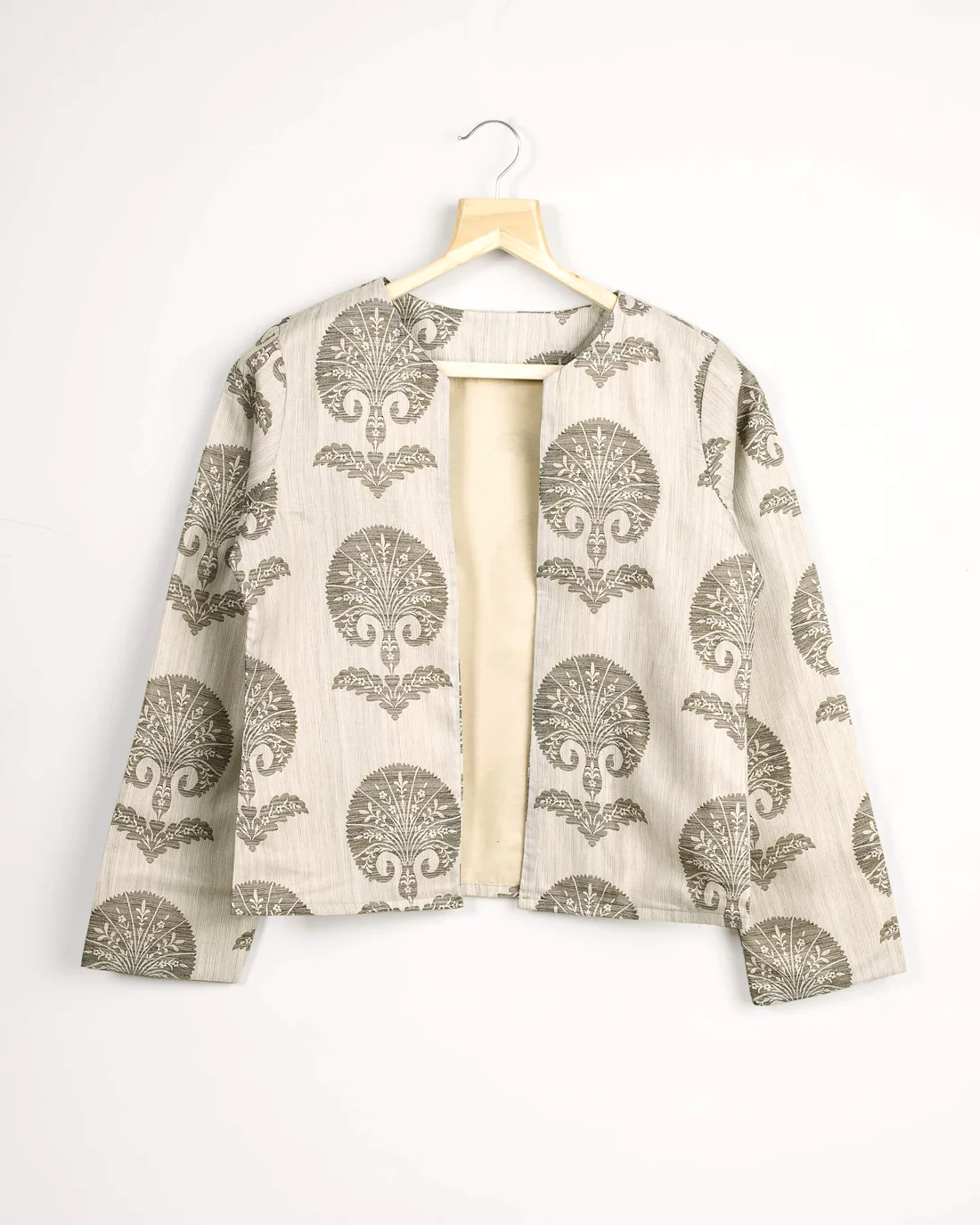 Grey Colour Mughal Printed Jacket For Women's