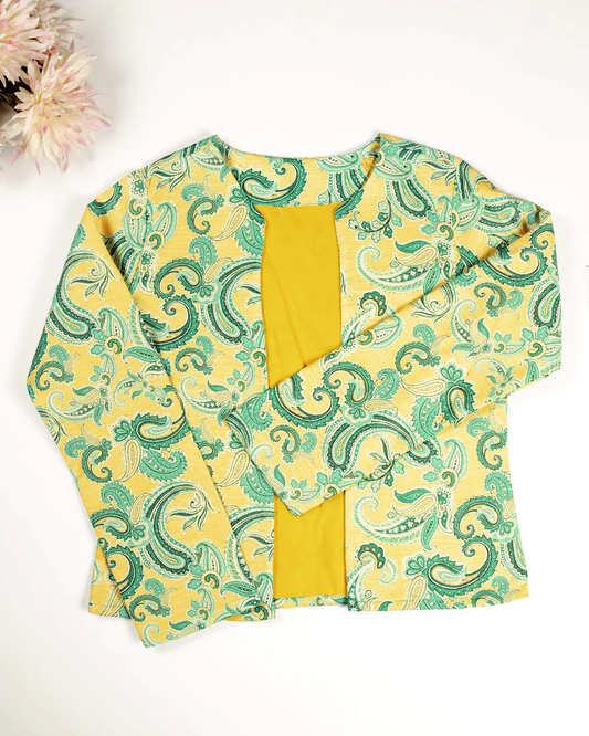 Yellow Colour Printed Jacket For Women's