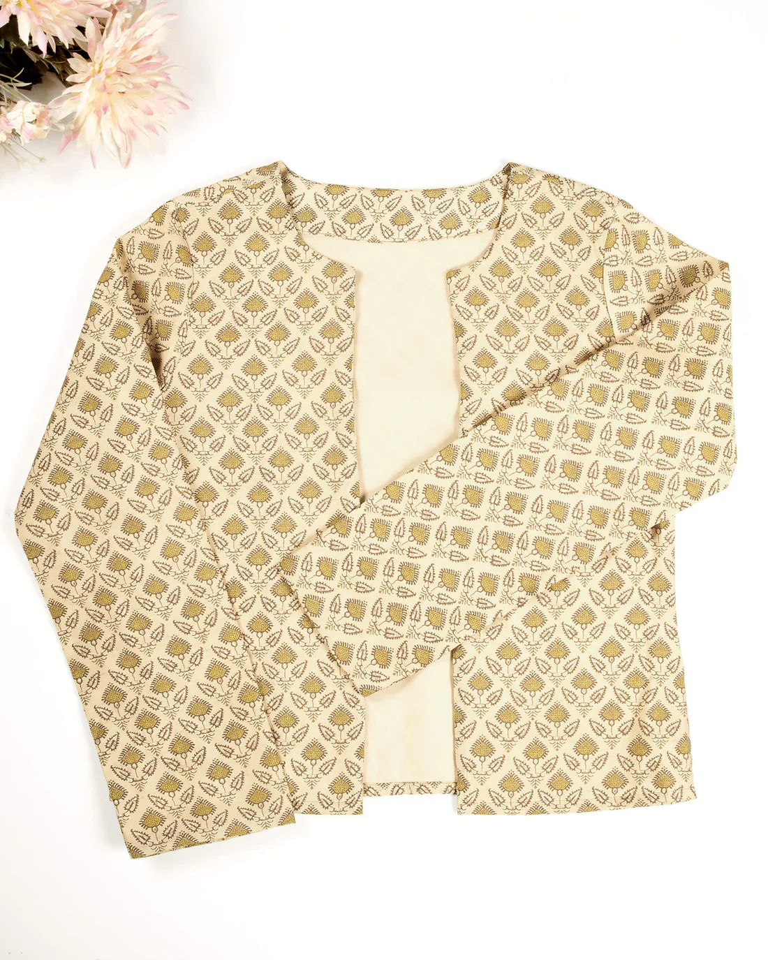 Cream Colour Viscose Printed Jacket For Women's