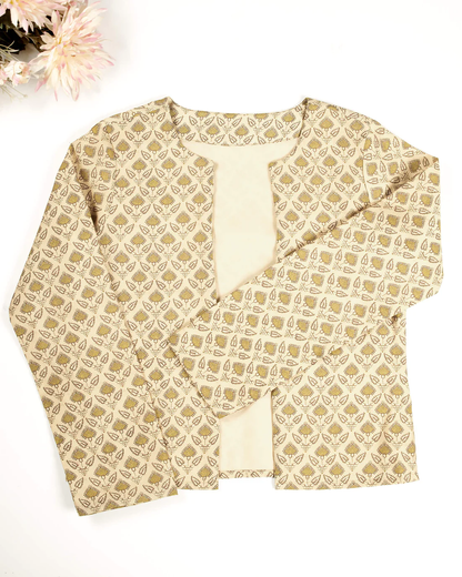 Cream Colour Viscose Printed Jacket For Women's