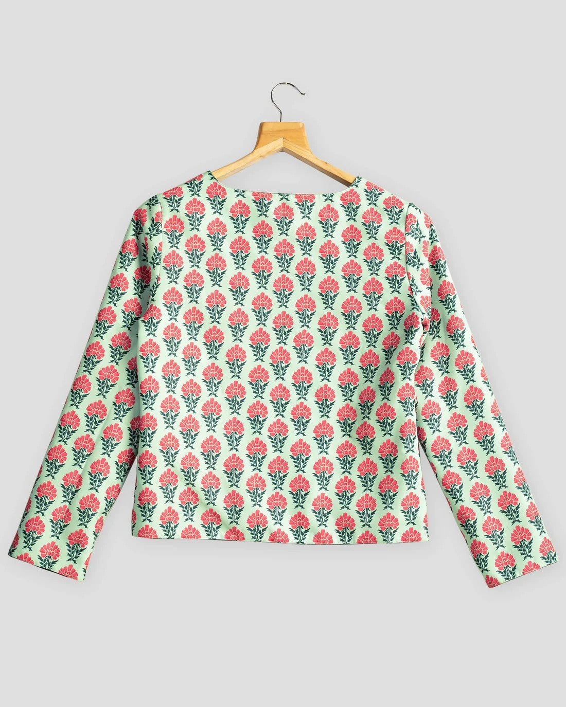 Dark & Sea Green Colour Floral Printed Double Sided Wear Jacket For Women's