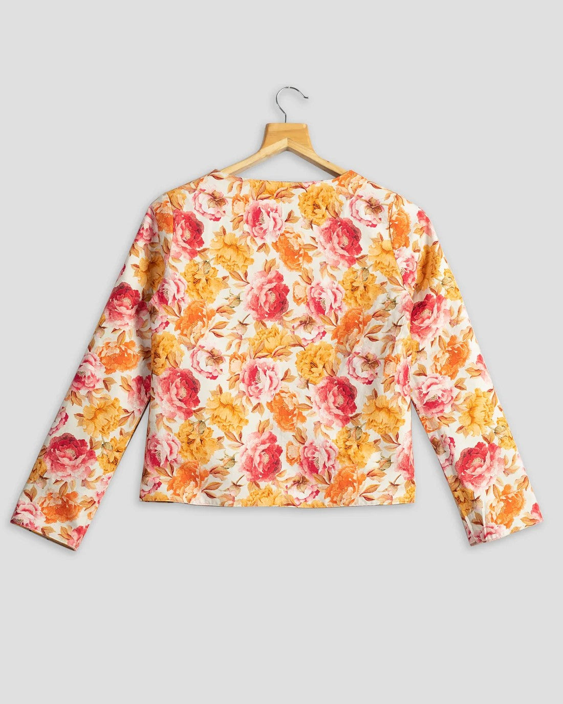 Yellow & Red Colour Floral Printed Double Sided Wear Jacket For Women's