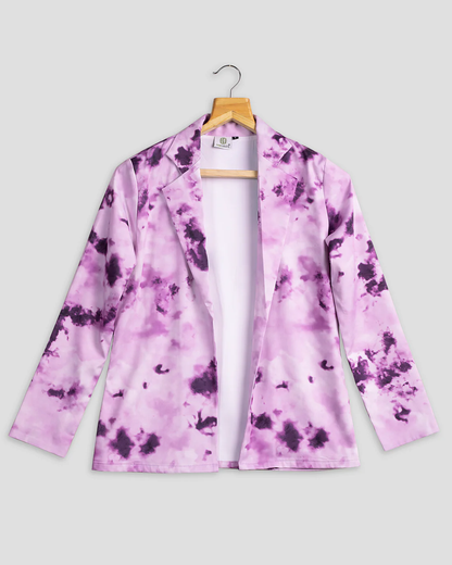 Purple Colour Printed Tie Dye Jacket For Women's