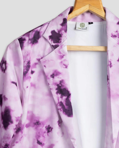 Purple Colour Printed Tie Dye Jacket For Women's