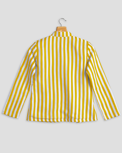 Yellow Colour Stripes Printed Jacket For Women's