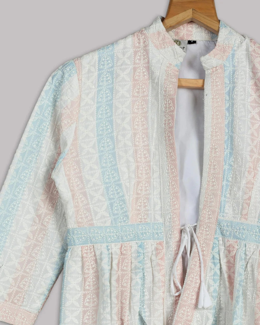 Light Blue Colour Embroidery Jacket For Women's