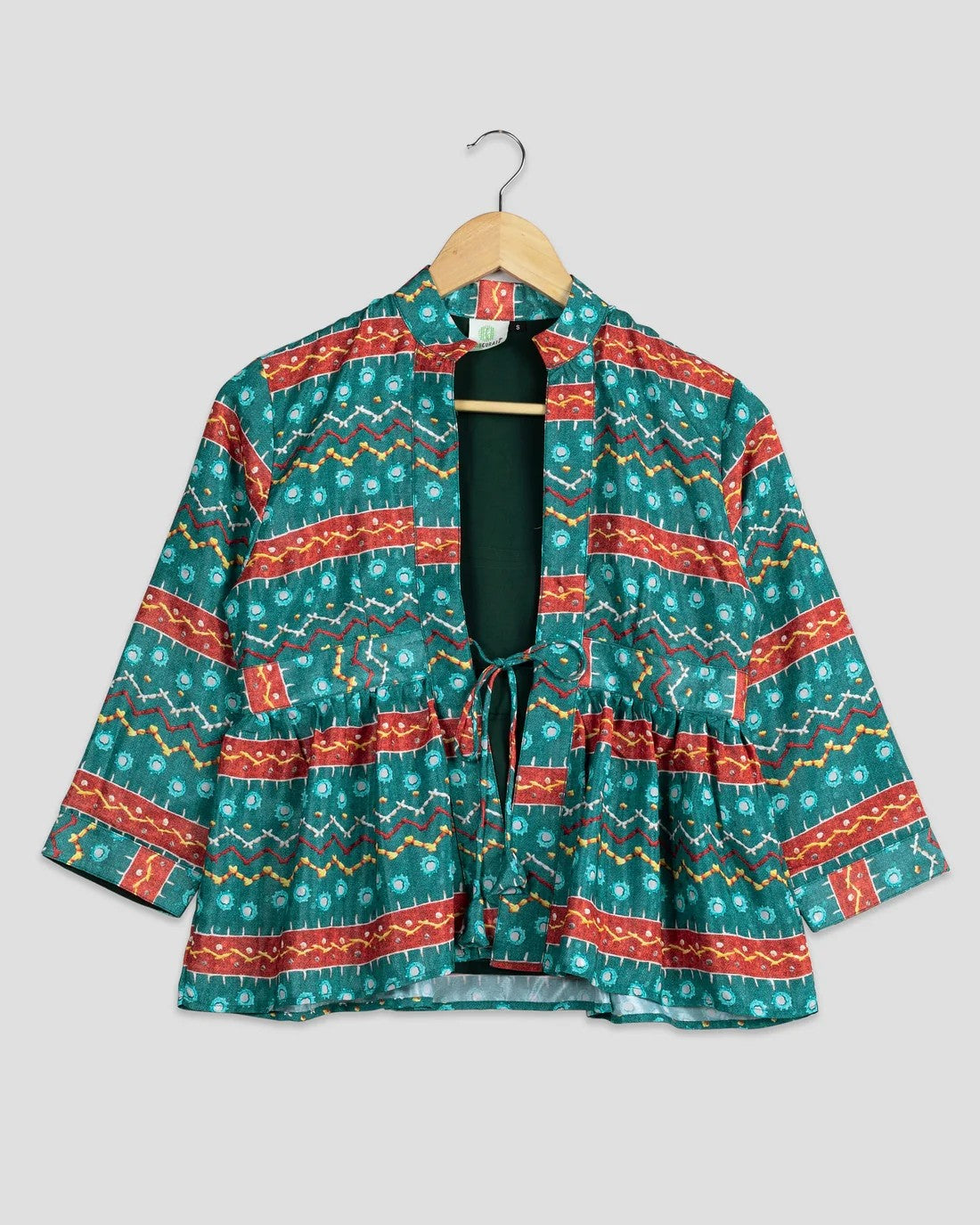 Green Colour Printed Jacket For Women's