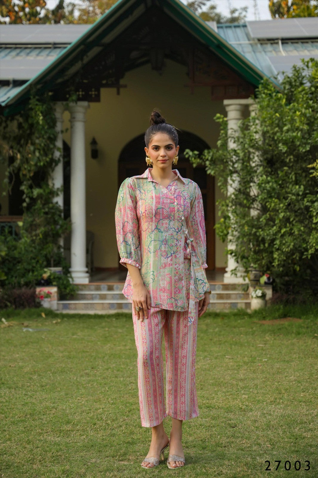 Pink Floral Digital Print Tunic With Pant