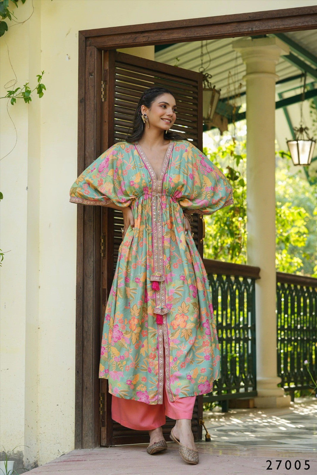 Floral Print Kaftan Tunic with Palazzo