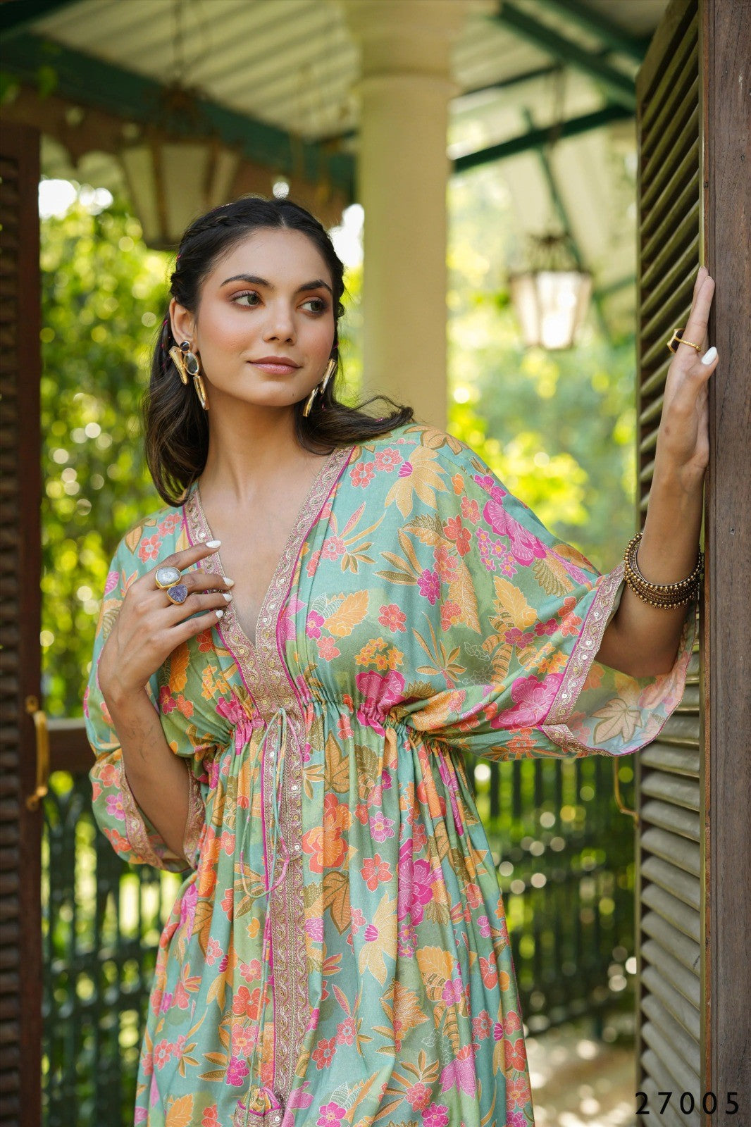 Floral Print Kaftan Tunic with Palazzo