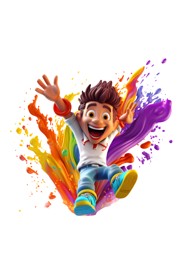 Holi Splash: Joyful Jump with Colorful Boy