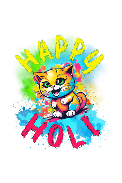 Happy Holi Cat: Boys' Kid Tee