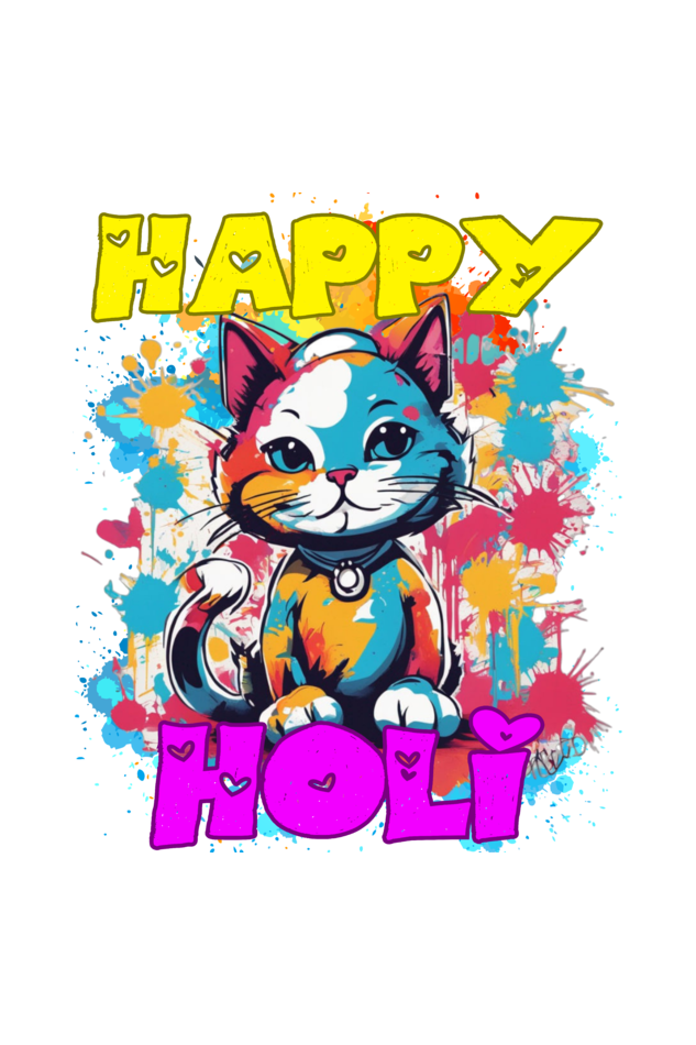 Happy Holi Cat Boys T Shirt