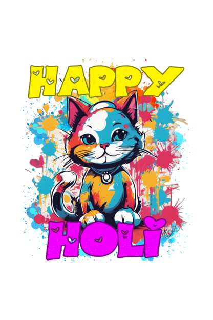 Happy Holi Cat Boys T Shirt