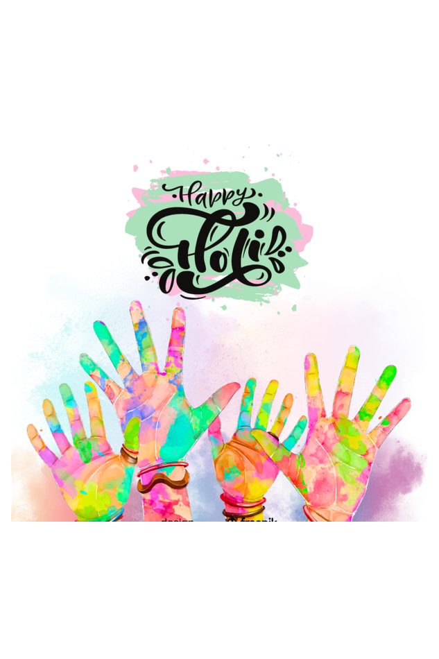 Happy Holi Hand Stamps: Girls' Tee