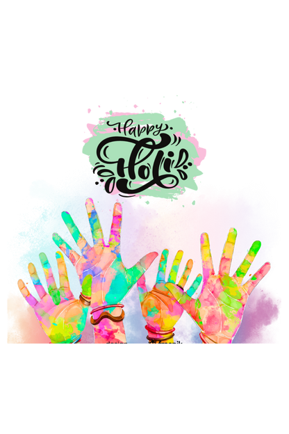 Happy Holi Hand Stamps: Girls' Tee